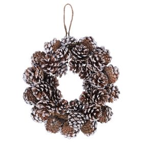 Ghirlanda in rattan e pigne naturali, effetto innevato, XMas