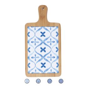 Tagliere in legno di bamb&#249; e ceramica,15x29,5cm, Sibilla