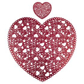 Set 2 tovagliette + 2 sottobicchieri in pvc, Cuori