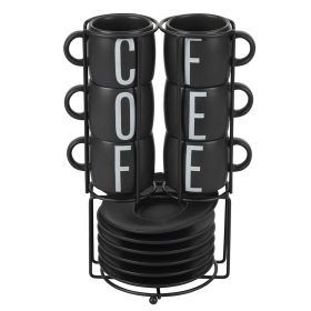Set 6 tazzine caffè in gres con stand