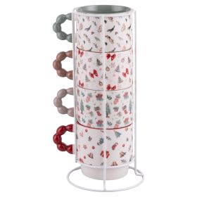 Set 4 Mug 420 ml con stand, impilabili, Winter Village