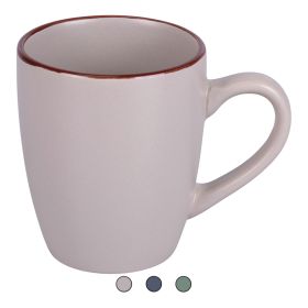 Mug 360 ml in gres, bordino marrone, Paris Sibilla