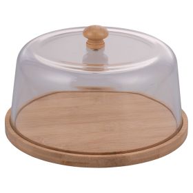 Vassoio in bamb&#249; con cloche in vetro