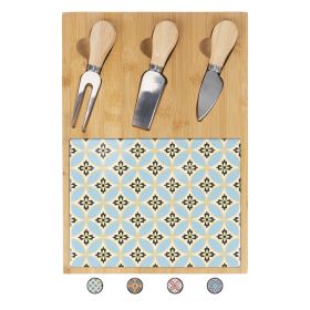 Set tagliere e 3 coltelli da formaggio, in legno di bamb&#249; 21,5x30,5cm, Valladolid